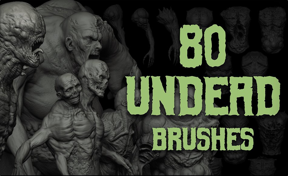 Zbrush笔刷 – 亡灵生物笔刷 80 Undead Creature IMM Brush mega Pack Zbrush笔刷 – 亡灵生物笔刷 80 Undead Creature IMM Brush mega Pack