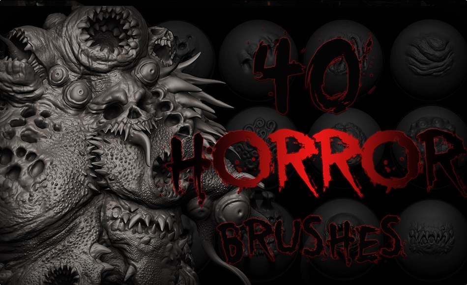 Zbrush笔刷 – 恐怖生物笔刷 Zbrush + Blender – 40 Horror VDM Brush Zbrush笔刷 – 恐怖生物笔刷 Zbrush + Blender – 40 Horror VDM Brush