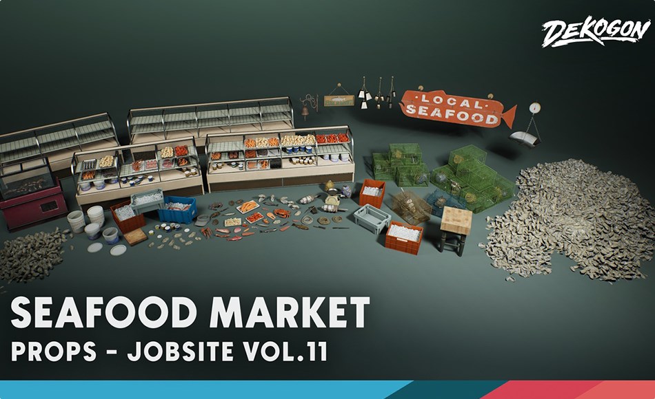 【UE5】海鲜市场 Jobsite VOL.11 – Seafood Market (Nanite & Low Poly)