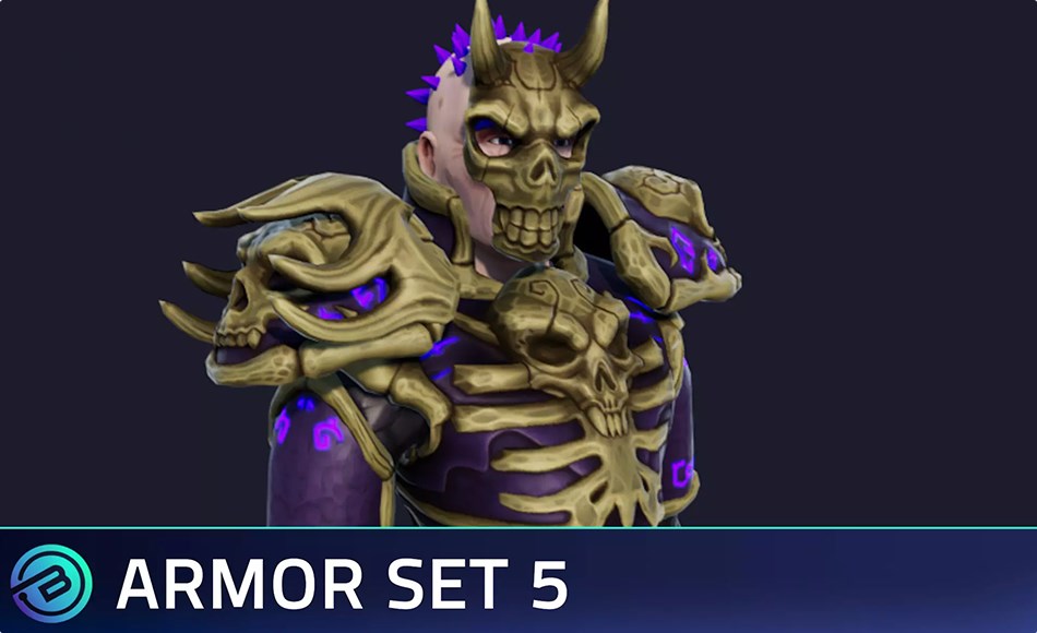 Unity资产 – 骨王骑士盔甲套装 Bonelord Armor Set – Stylized RPG