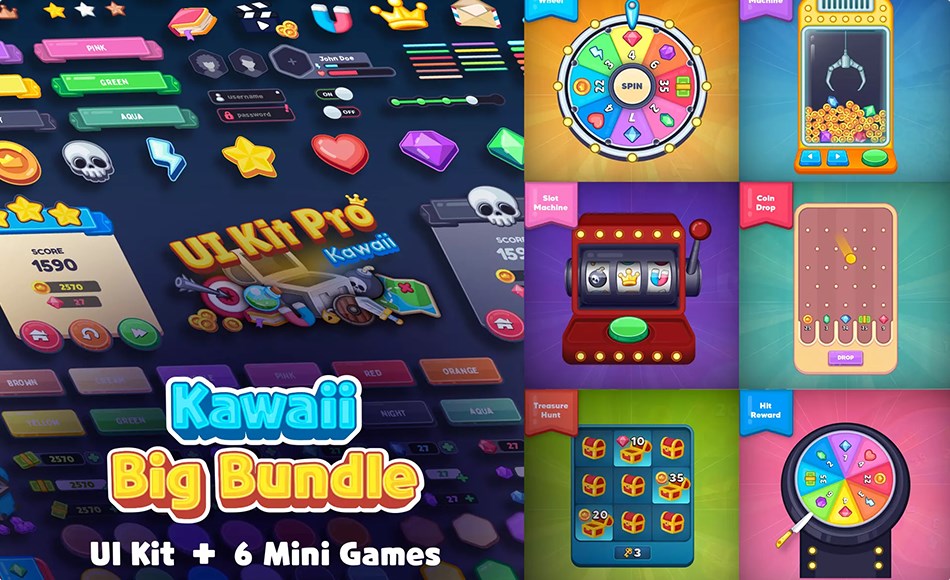 Unity资产 – 可爱用户图形界面 GUI Kawaii Bundle Unity资产 – 可爱用户图形界面 GUI Kawaii Bundle