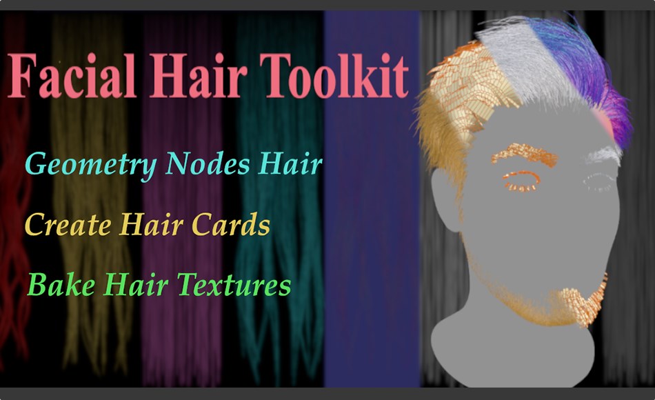 Blemder插件 – 毛发预设工具包 Facial Hair Toolkit Geo