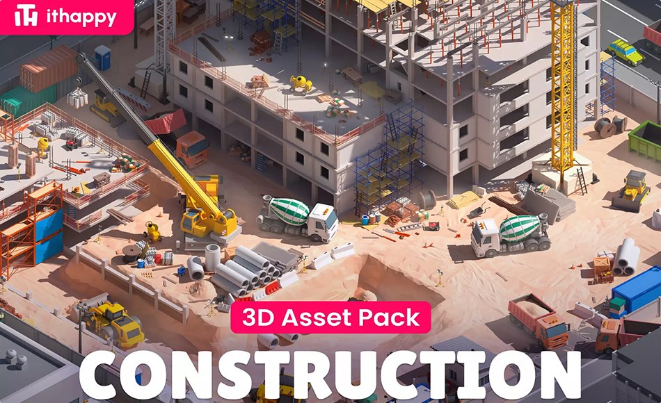 Unity资产 – 风格化建筑工地场景 Construction – Low Poly 3D Models Pack