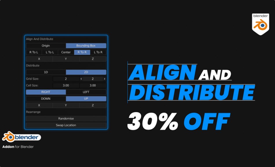 Blender插件 – 对齐分布插件 Align And Distribute