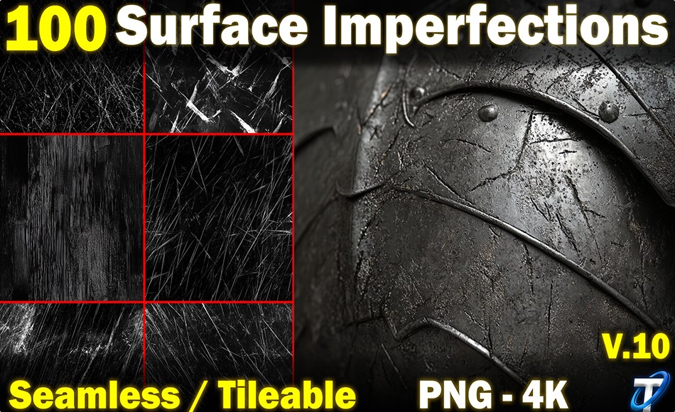 100 组写实瑕疵磨损贴图 100 Ultra High-Quality Surface Imperfections / Stencil Imperfections (Seamless and Tileable) Vol 10