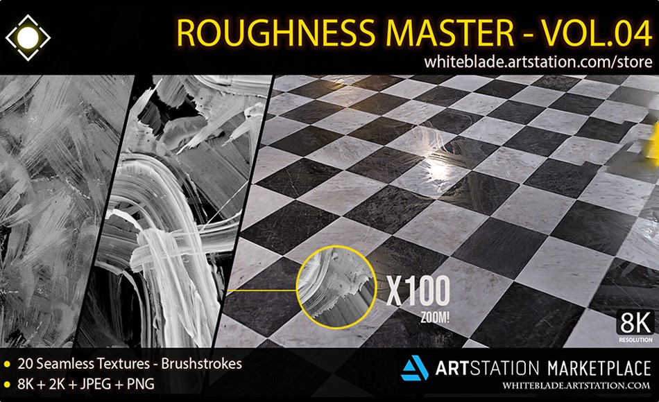 20 张粗糙划痕纹理 Roughness Master VOL 04 – 20 Surface Imperfection – 8K Textures
