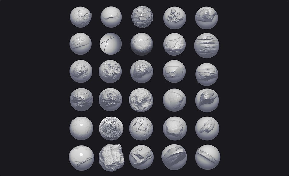 Zbrush笔刷 – 岩石悬崖笔刷 Custom Zbrush Brush Set 1 Zbrush笔刷 – 岩石悬崖笔刷 Custom Zbrush Brush Set 1
