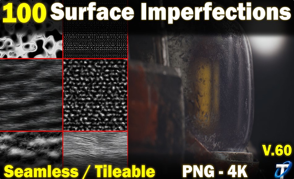 100 组写实瑕疵划痕贴图 100 Ultra High-Quality Surface Imperfections / Stencil Imperfections (Seamless and Tileable) Vol 60