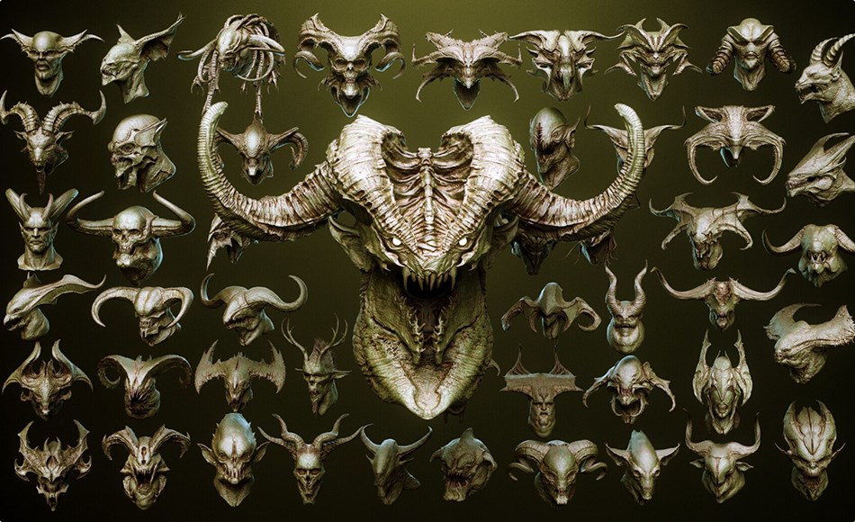 模型资产 – 50 组怪物头部模型 DEMON part 1: 52 Heads with Blendshapes