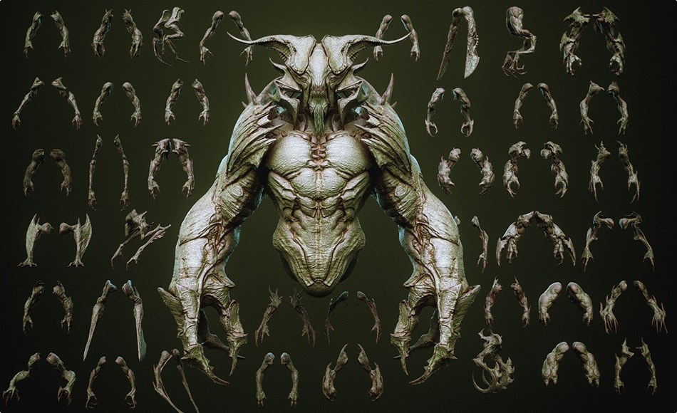 模型资产 – 43 个角色生物手臂模型 DEMON part 3: 40 Arms with Blendshapes