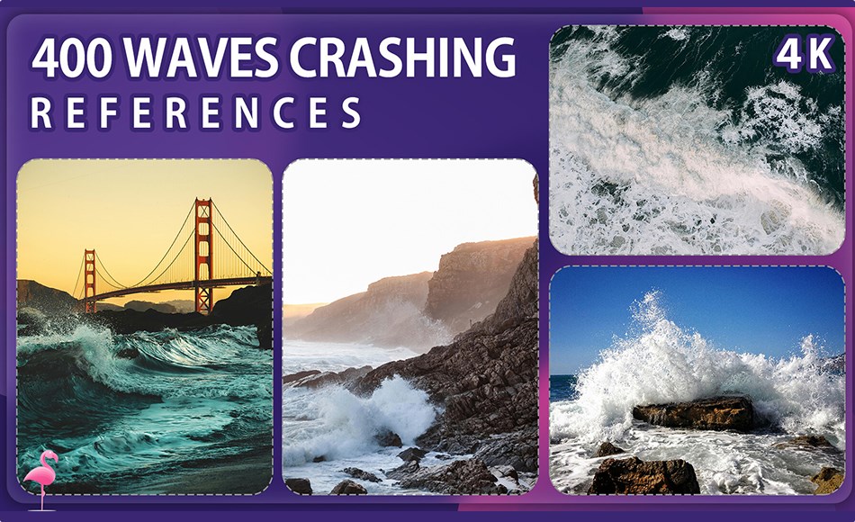 400 张海浪图像参考照片 400 Waves crashing Image Reference Pack – Vol 1
