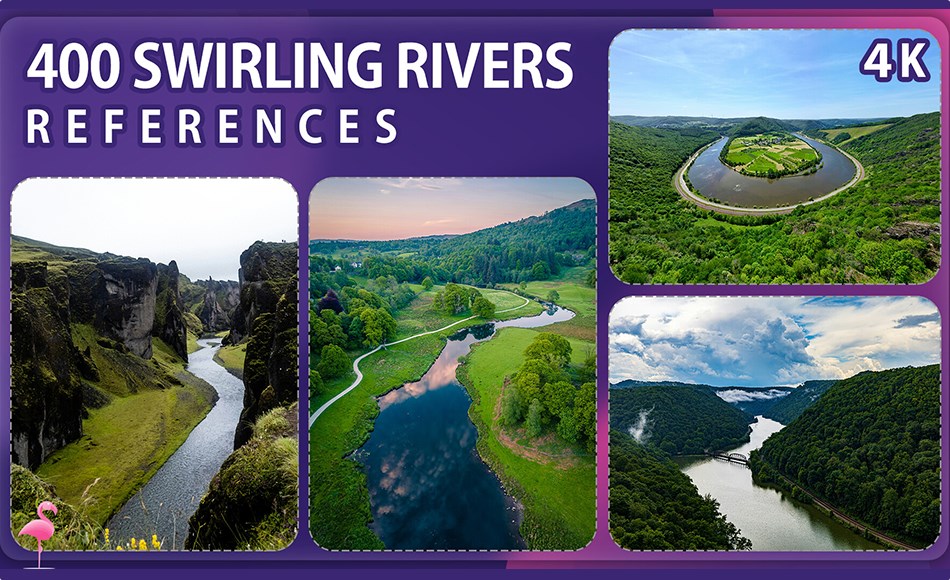 400 张漩涡河流图像参考图片 400 Swirling Rivers Image Reference Pack – Vol 1