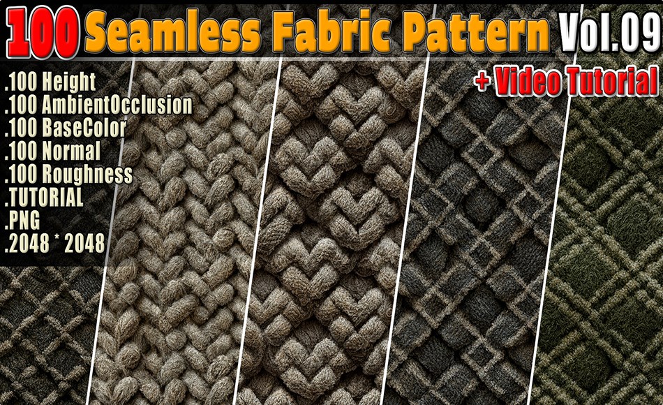 100 组布料无缝图案 100 Seamless Fabric Pattern Vol.09 + Video Tutorial