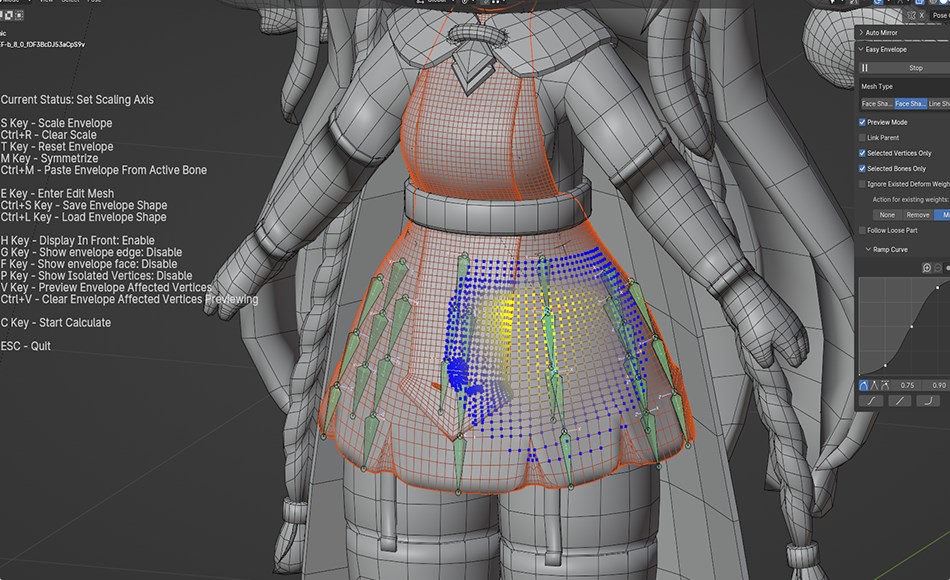 Blender插件 – 权重蒙皮插件 Easy Envelope – A Controllable Tool To Weighting/Skinning
