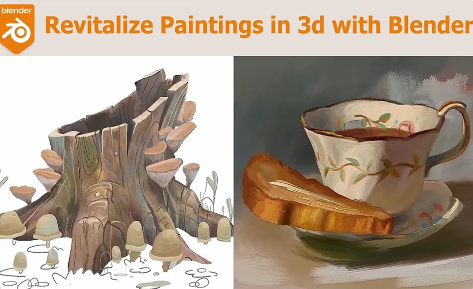 【中文字幕】Blender教程 – 3D 形式重现绘画作品 Revitalize paintings in 3d with Blender