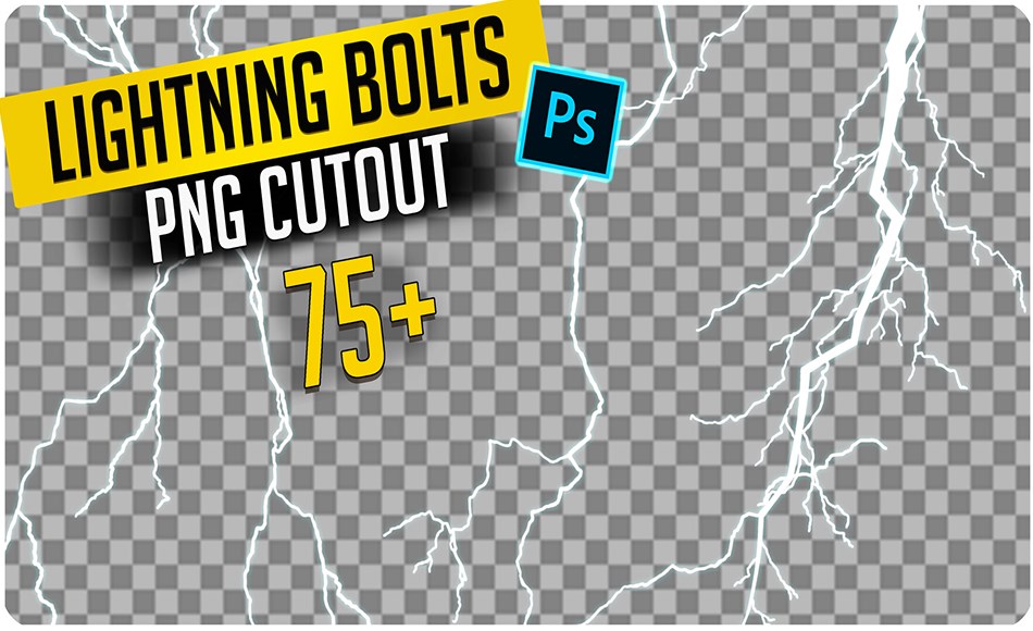 75 张闪电特效素材包 75+ PNG Cutout Lightning Bolt Effects – Resources Pack