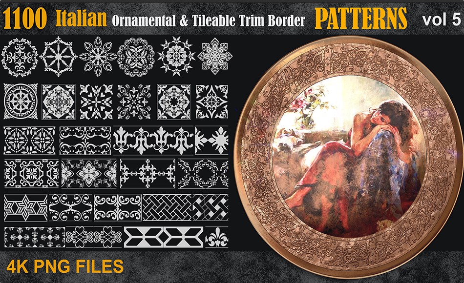 1100 款意大利风格装饰边框图案 1100 Italian Ornamental & Tileable Trim Border Patterns vol5