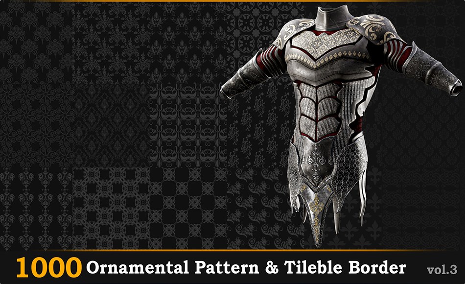 1000 种装饰性图案边框图案 1000 Ornamental Alpha Patterns And Tileable Borders Vol.3