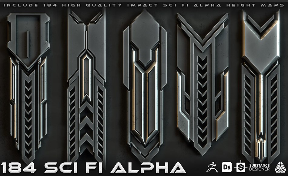 184 张科幻硬表面纹理 184 Sci Fi Alpha vol – 01
