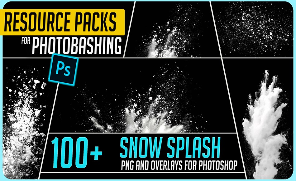 100 种雪花飞溅特效 100+ PNG Cutout Snow Splash Effects – Resources Pack