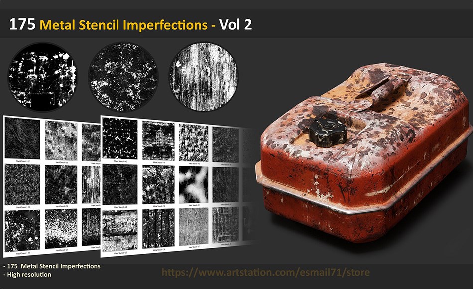 175 种金属磨损划痕纹理 175 Metal Stencil Imperfections – Vol 2
