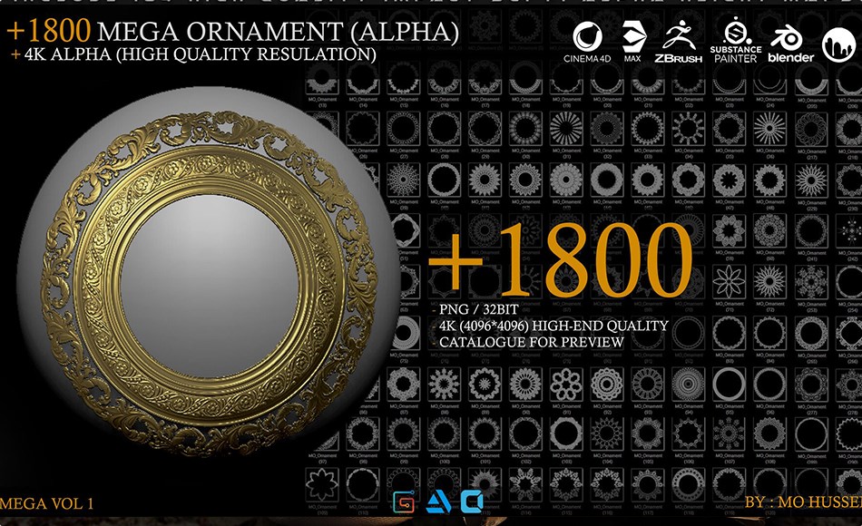 1800 种装饰图案纹理 1800+ Mega Ornaments alpha