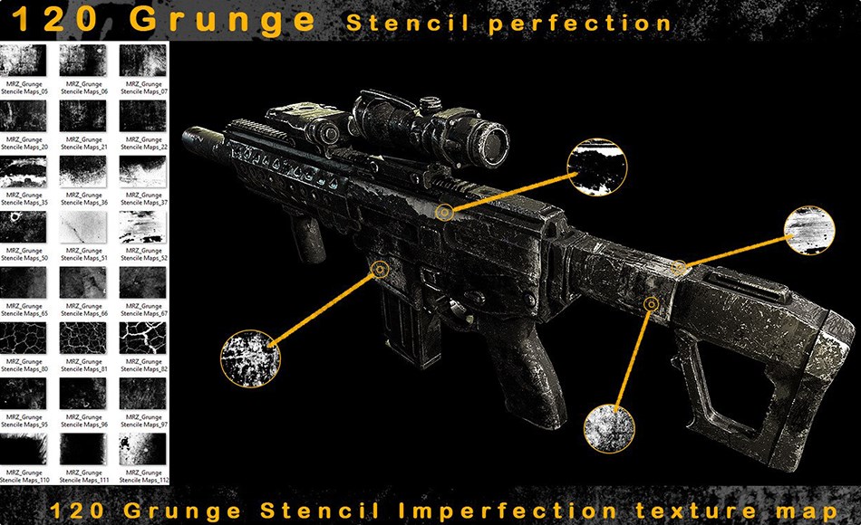 120 种瑕疵纹理贴图 120 Grunge Stencil Imperfection – VOL 02