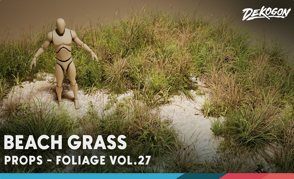 【UE5】沙滩草植物 Foliage VOL.27 – Beach Grass (Low Poly)