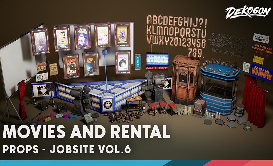 【UE5】影院资产包 Jobsite VOL.6 – Movies & Rental (Nanite & Low Poly)
