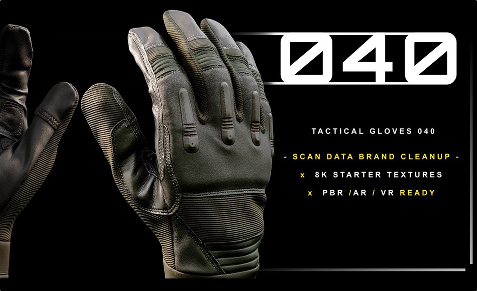 模型资产 – 高精度扫描手套模型 Tactical Gloves 040