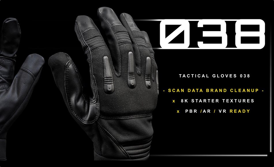 模型资产 – 高精度扫描手套模型 Tactical Gloves 038