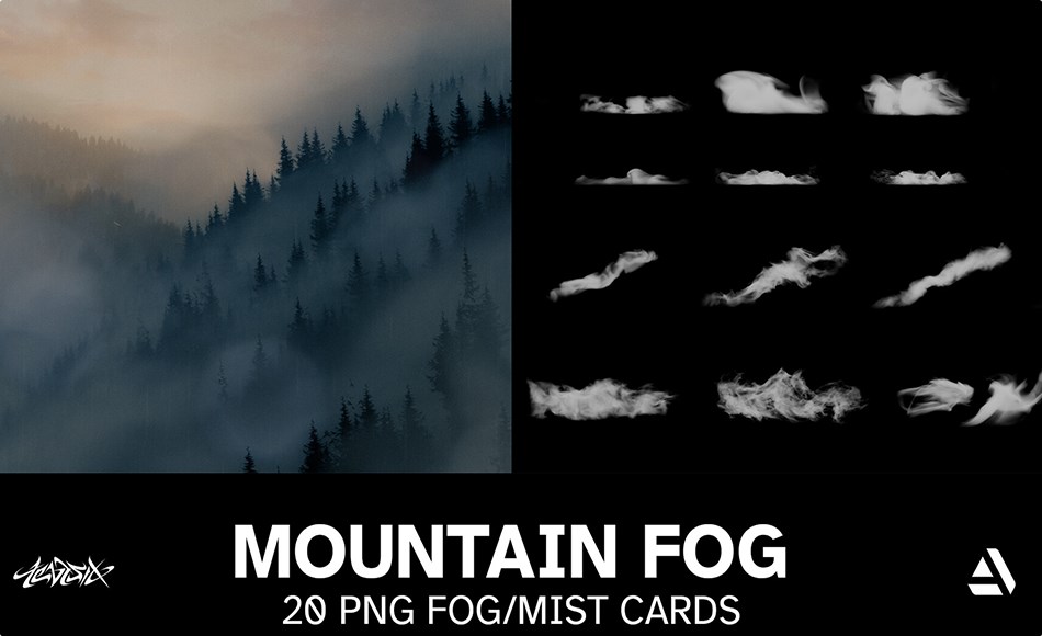 20 组大气雾素材 Mountain Fog – Collection of High Resolution Fog/Mist Cards Made for Mountain Scenes
