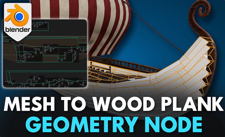 Blender插件 – 程序化模型转木质纹理 Blender 4 Mesh to Wooden Planks Geometry Node