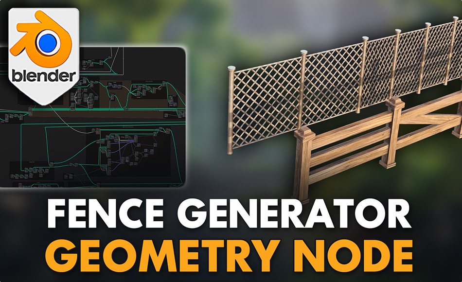 Blender插件 – 程序化围栏构建器 3D Tudor Blender Fence Geometry Node – Effortless Custom Fence Builder