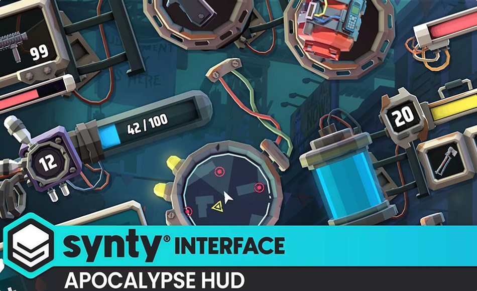 Unity资产 – 风格化游戏GUI资产 Apocalypse HUD – Synty INTERFACE – GUI