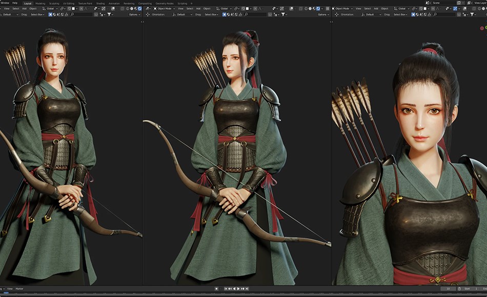 Blender教程 – 动漫角色建模全流程 Archer Character Modeling – Blender 3.0 – Full Process videos & 3D Model
