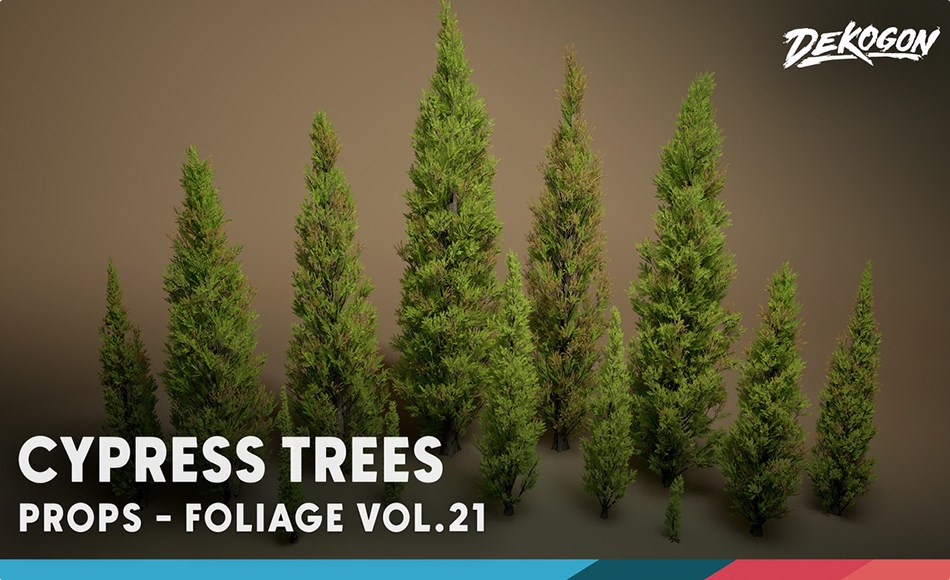 【UE5】柏树 Foliage VOL.21 – Cypress Trees ( Low Poly)