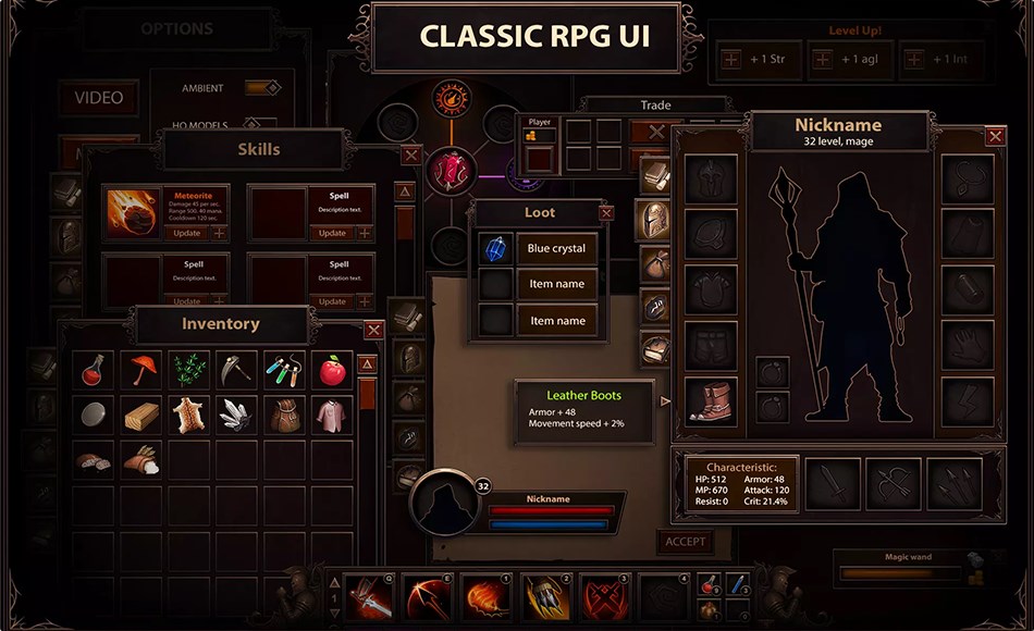 Unity资产 – 经典扮演游戏图形用户界面 Classic RPG GUI