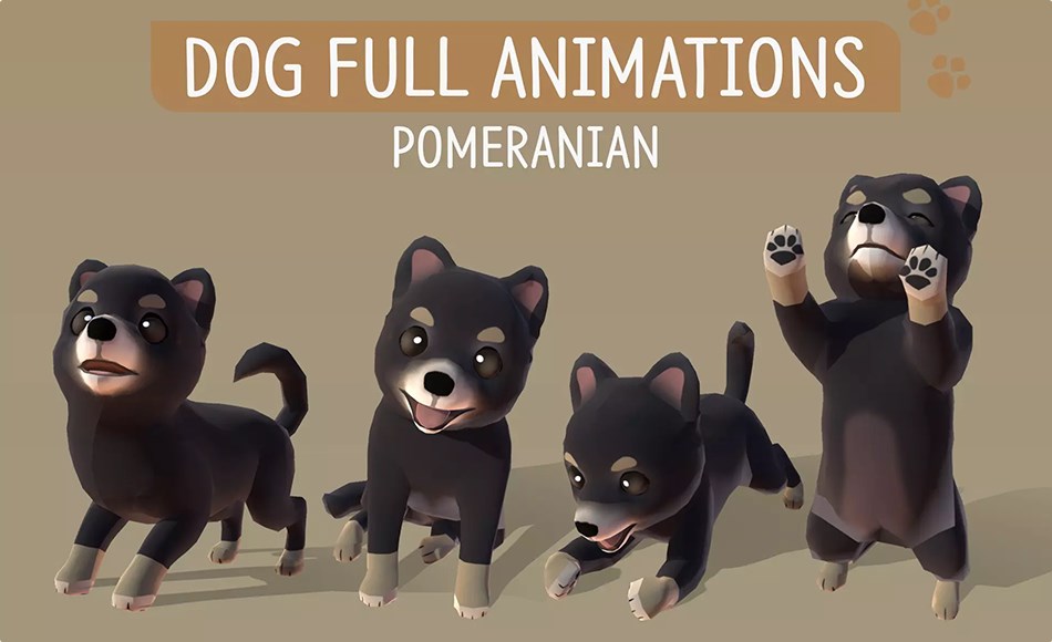 Unity动画 – 博美犬动画包 DOG Full Animations – Pomeranian