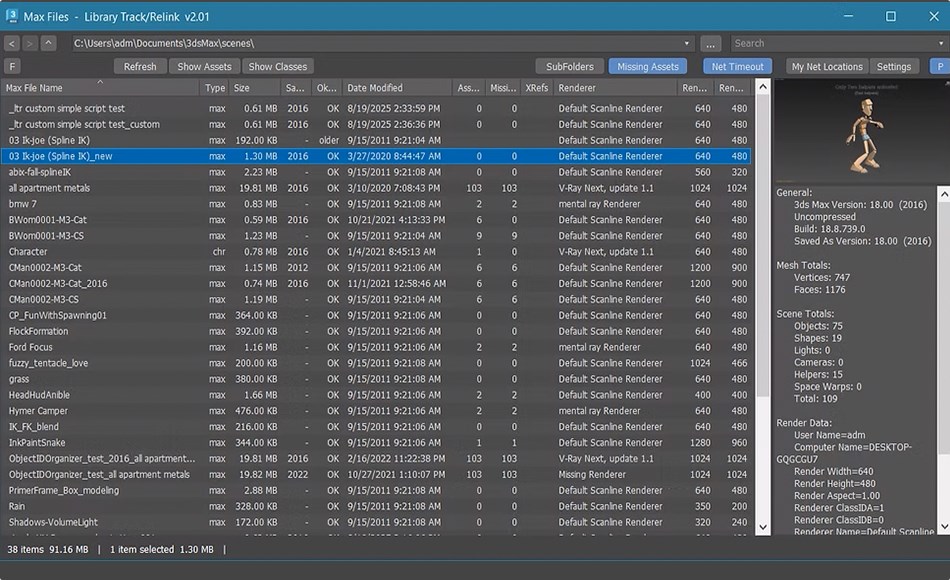 3Dmax插件 – 库曲目重新链接插件 Library Track / Relink