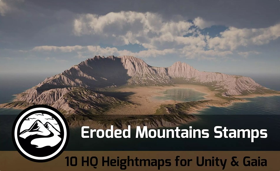 Unity地形 – 侵蚀山脉地形 Eroded Mountains – Stamp Pack
