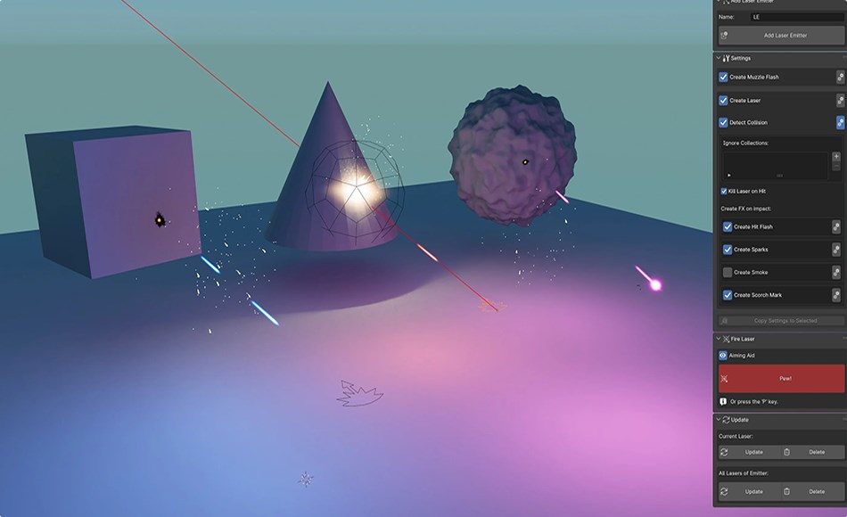Blender插件 – 科幻激光特效 PewPew – Sci-fi Laser FX Addon for Blender