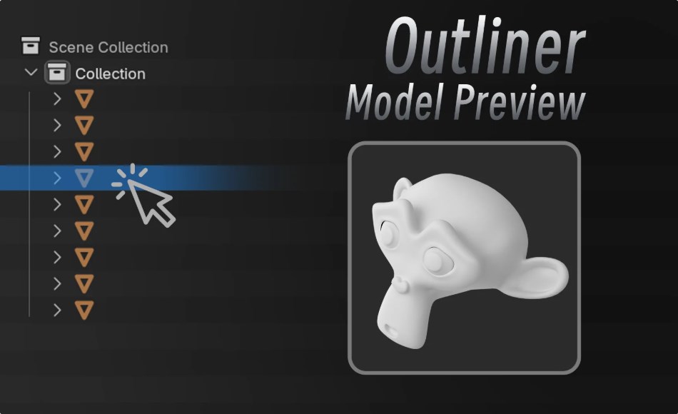 Blender插件 – 大纲预览 Outliner Model Preview