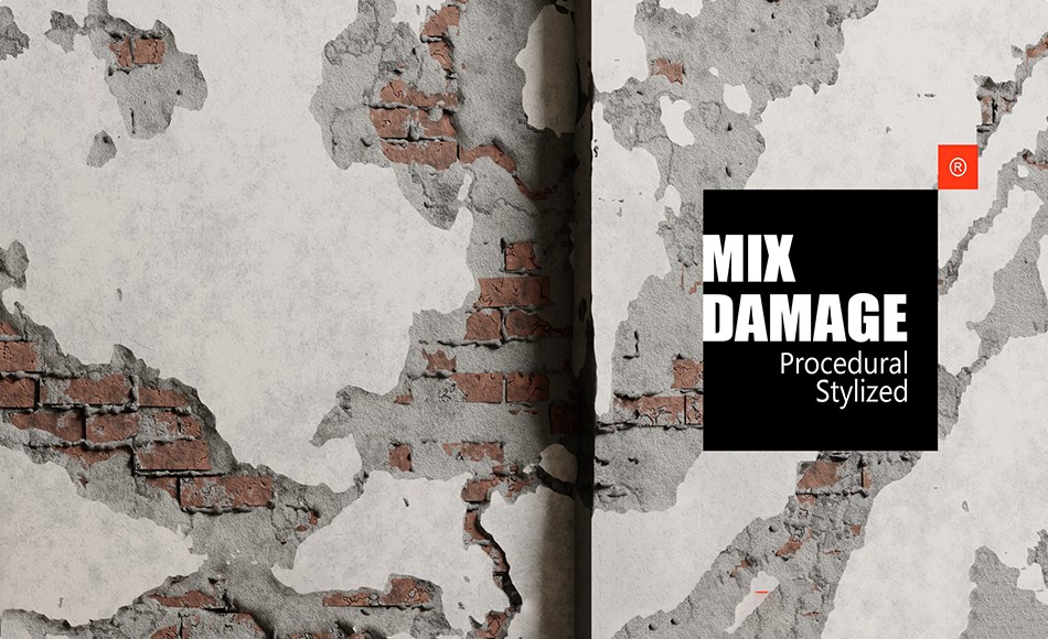 Blender插件 – 程序化破坏材质 Mix Damage – 24 Procedural Destructions, Materials