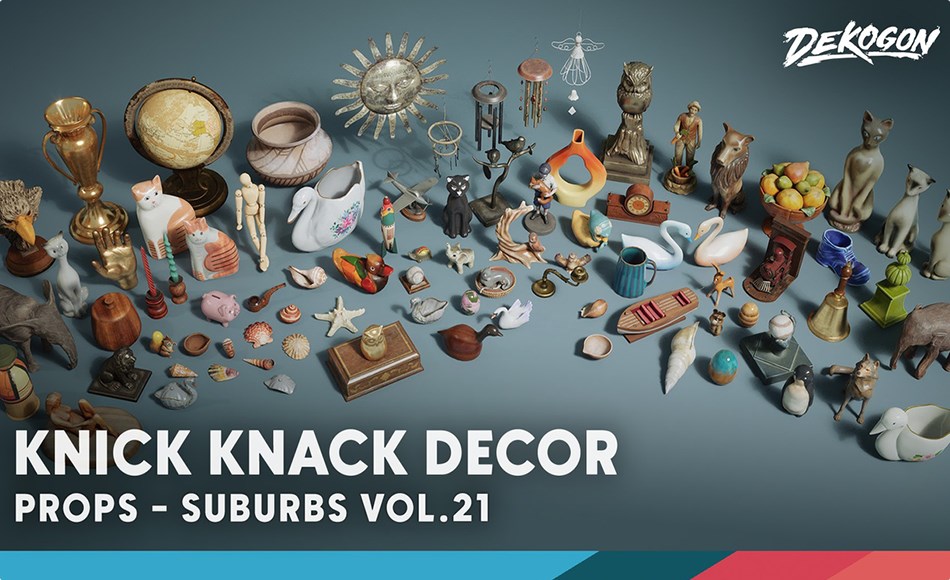 【UE5】摆设装饰 Suburbs VOL.21 – Knick Knack Decor (Nanite and Low Poly)
