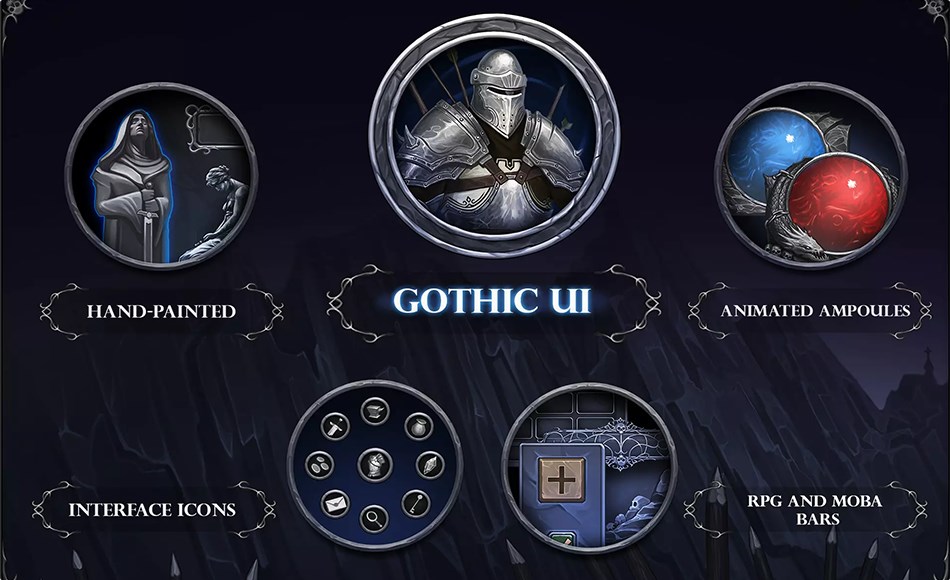 Unity资产 – 哥特式用户界面 Gothic UI Unity资产 – 哥特式用户界面 Gothic UI