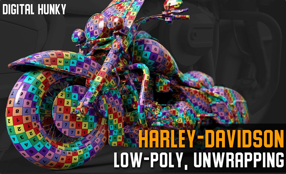 3Dmax教程 – 哈雷摩托车展 UV 流程教程 Low-Poly, Unwrapping