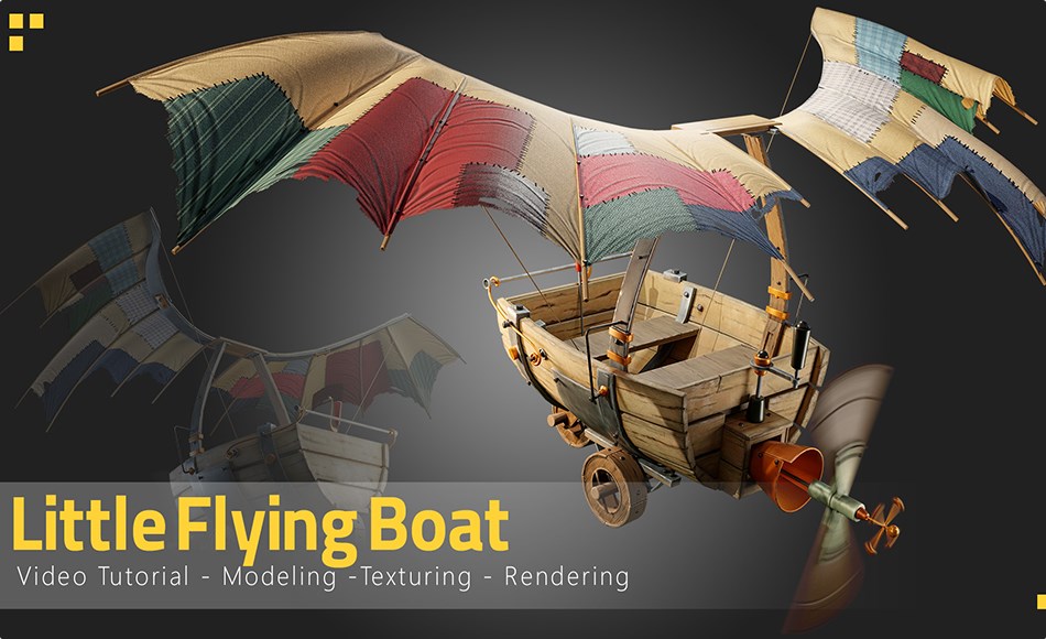 Blender教程 – 小飞艇创建完整流程 Little Flying Boat Tutorial Full Process