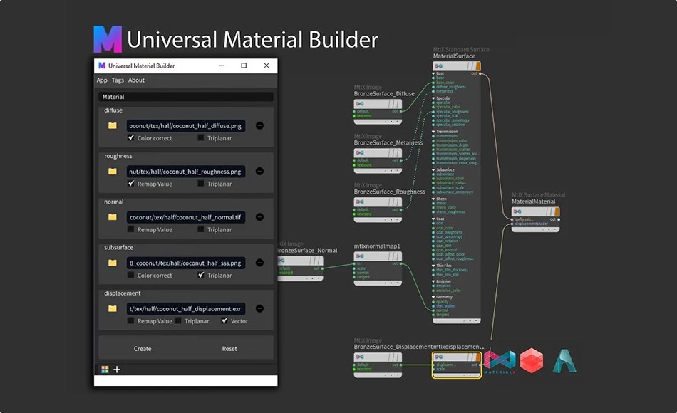 Maya插件 – 通用材质生成器 Universal Material Builder (Maya/Houdini)