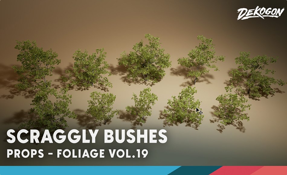【UE5】稀疏灌木 Foliage VOL.19 – Scraggly Bushes (Nanite and Low Poly)